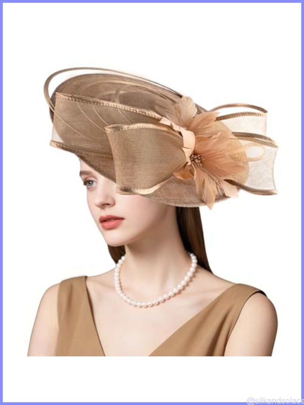 Womens Linen Feather Derby Fascinator Hat Vintage Wedding Tea Party Headpiece